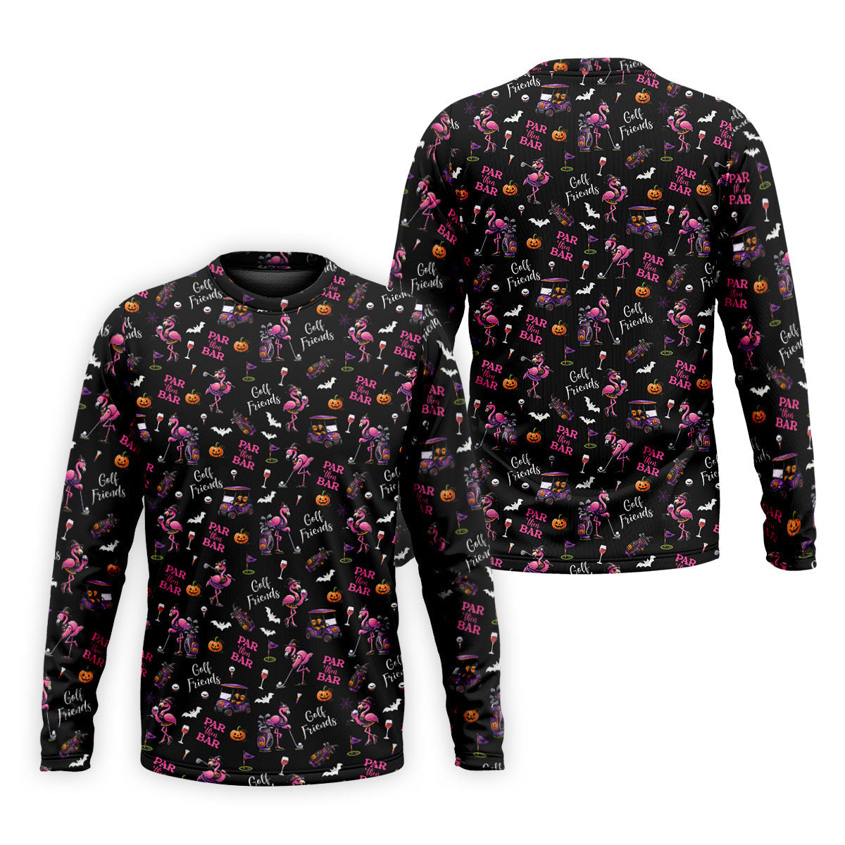 Black Par Then Bar Flamingo Halloween Shirt, Men's Golf Shirt, Hawaiian Golf Shirt