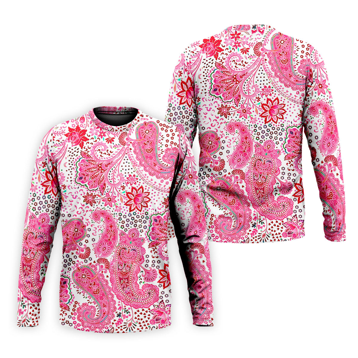 Pink Paisley Floral Pattern Golf Shirt, Mens Golf Shirts, Hawaiian Golf Shirt, Golf Apparel For Men
