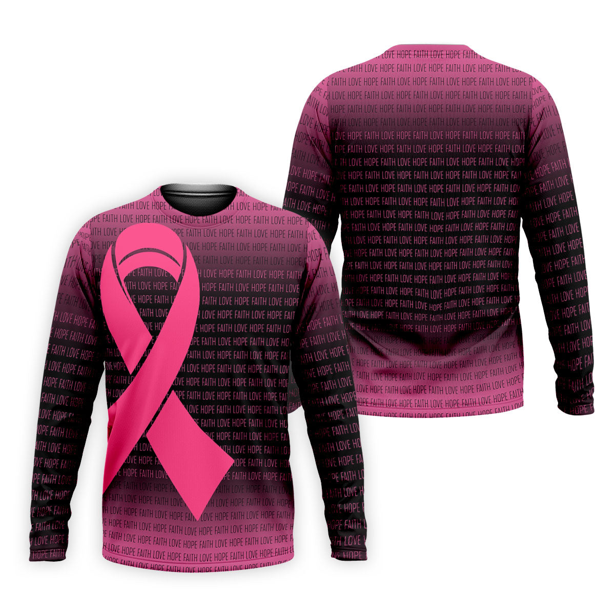 Faith Love Hope Pink Ribbon Breast Cancer Polo Shirt, Men's Golf Shirt, Mens Golf Apparel