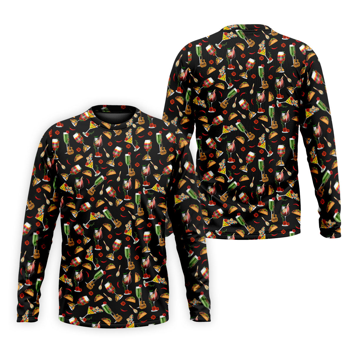 Traditional Mexican Taco And Wine Golf Tops For Men, Cinco De Mayo Celebration Golf Shirts For Men