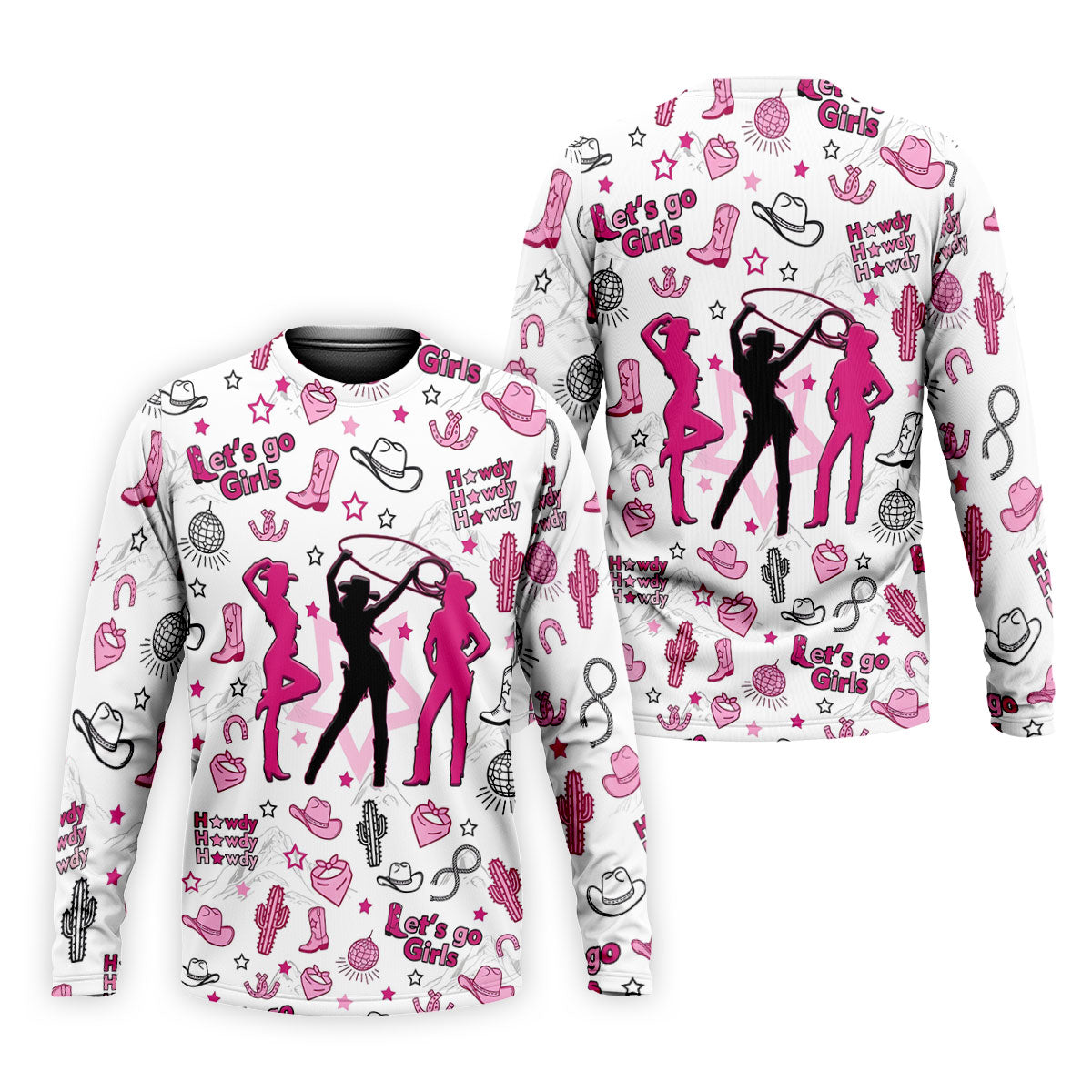 Pink Black Three Cowgirls Western Golf Polo Shirt, Mens Golf Polo, Golf Shirts For Men