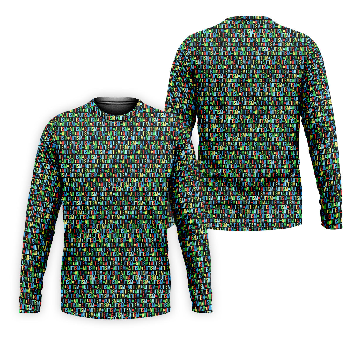 Autism Awareness Colorful Letters Seamless Pattern Golf Tops For Men, Polo Shirts For Men