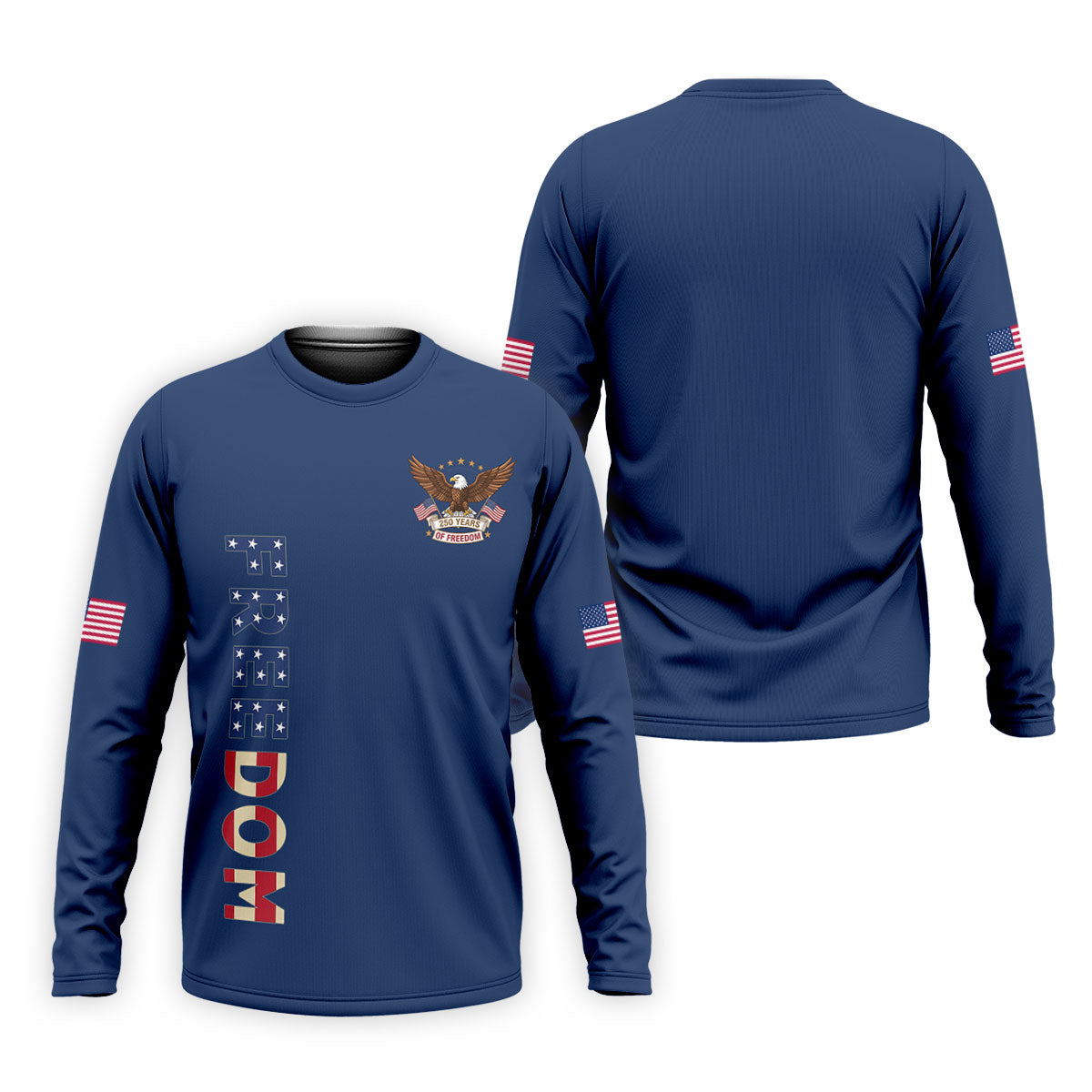 250 Years Of Freedom US Flag Logo Navy Golf Shirt, Patriotic 4th Of July Golf Shirts For Men