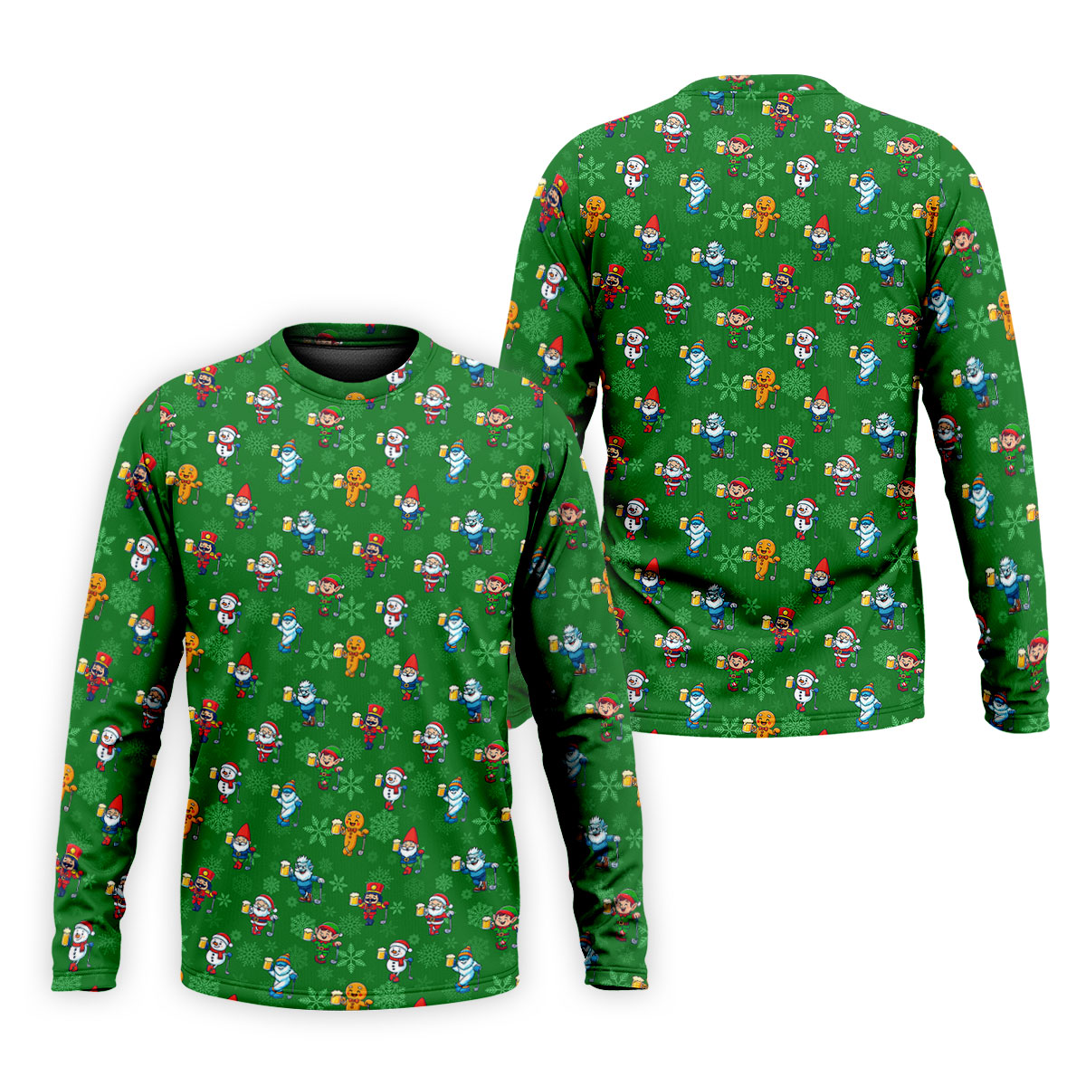 Christmas Characters Golf And Beer Green Men's Funny Golf Shirts, Christmas Golf Shirt, Polo Shirts For Men