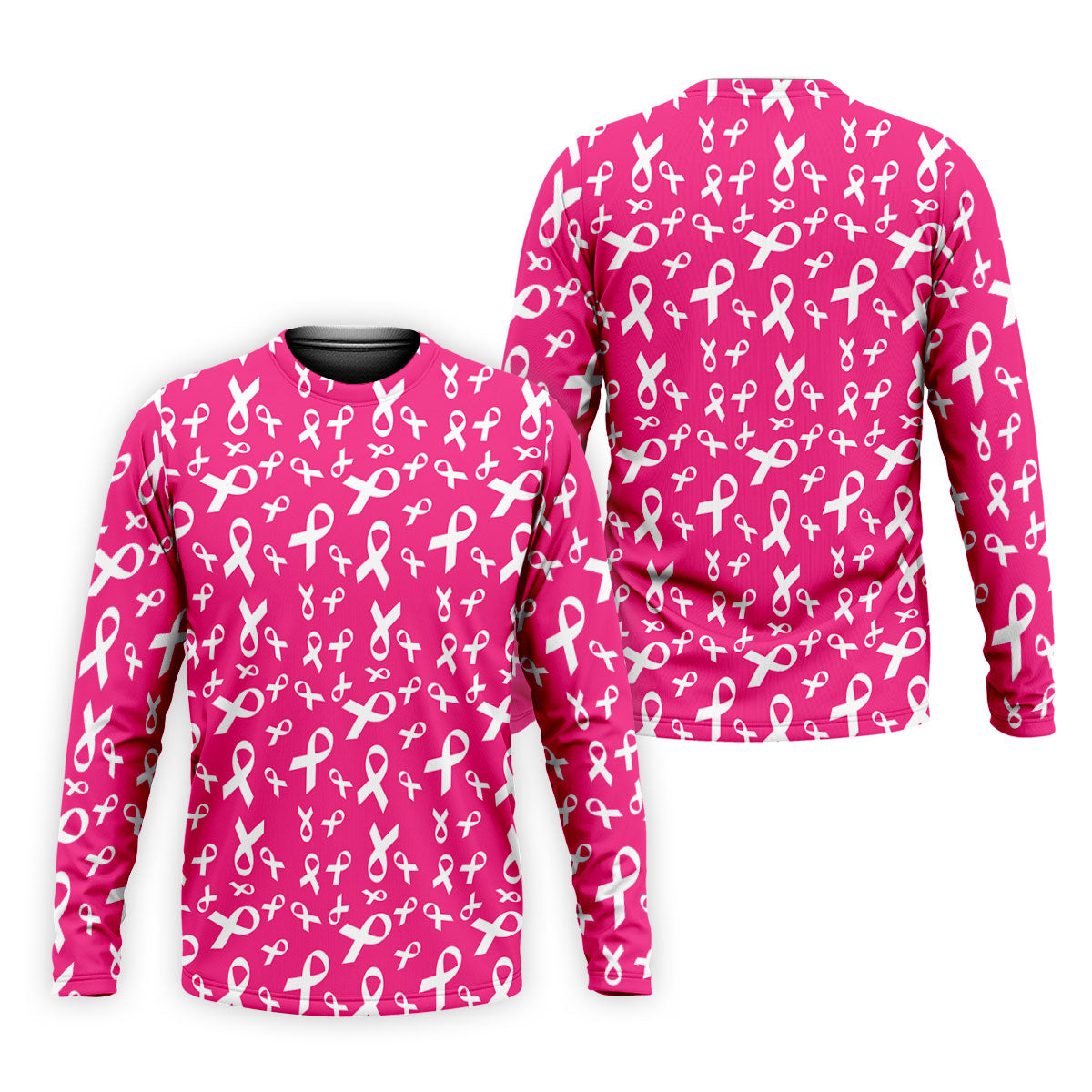 Hot Pink Breast Cancer Awareness Ribbon Polo Shirt, Mens Golf Polo, Printed Golf Shirts