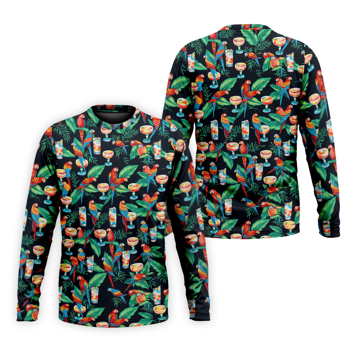 Colorful Parrots Margaritas Cinco De Mayo Celebration Fiesta Themed Tropical Pattern Golf Shirts For Men