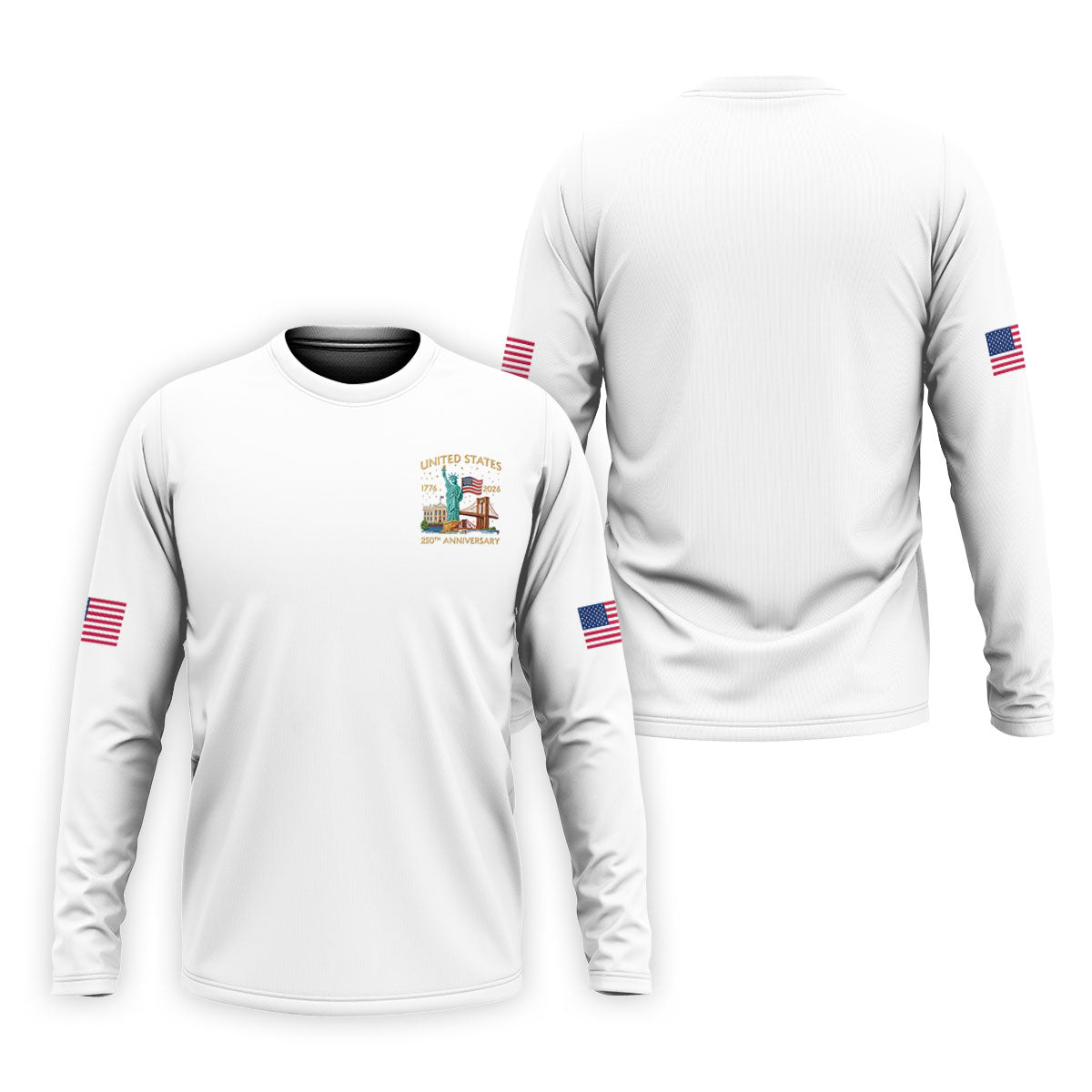 American Symbols White Patriotic Golf Shirt, US 250 Years 4th Of July Golf Shirts For Men