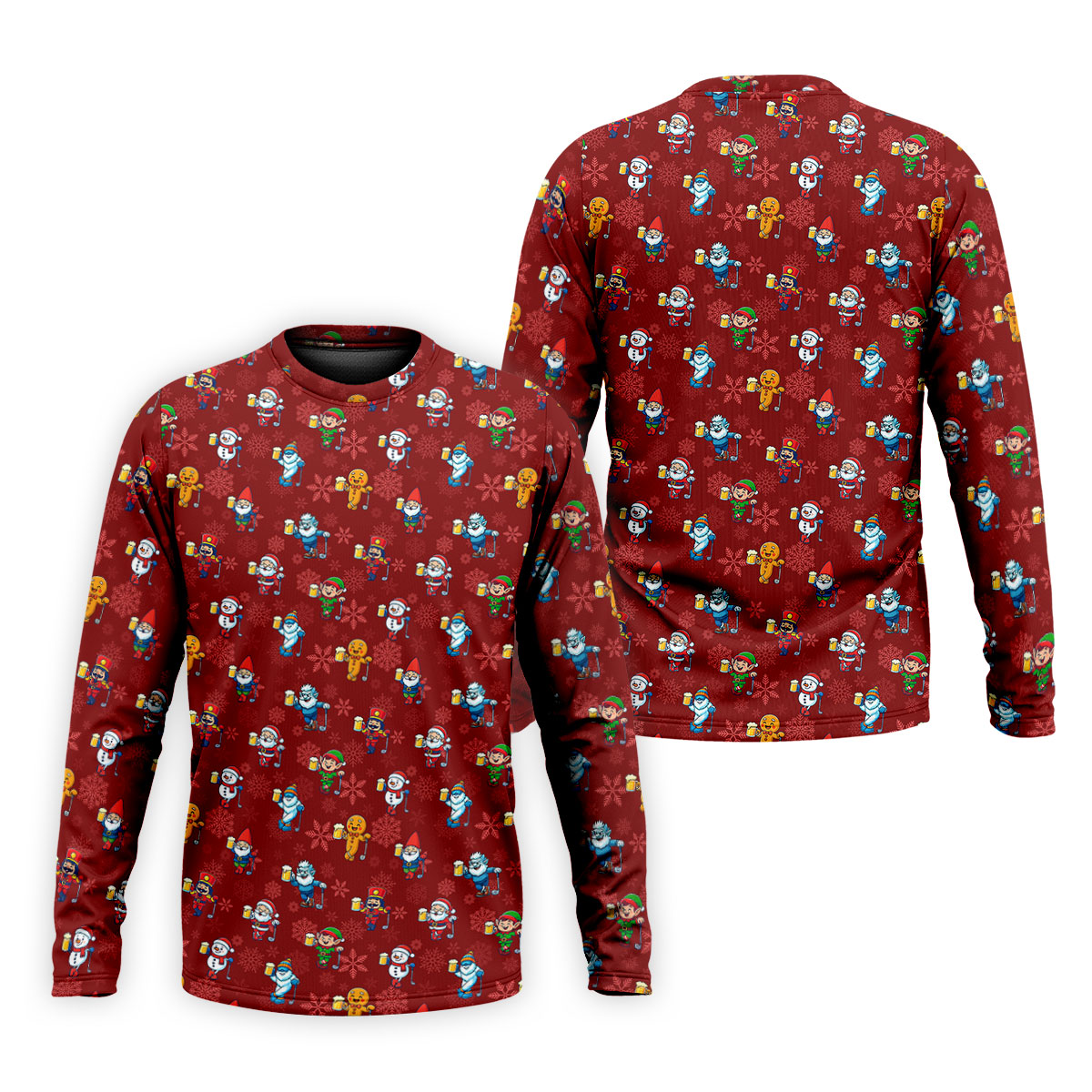 Christmas Characters Golf And Beer Red Men's Funny Golf Shirts, Christmas Golf Shirt, Polo Shirts For Men