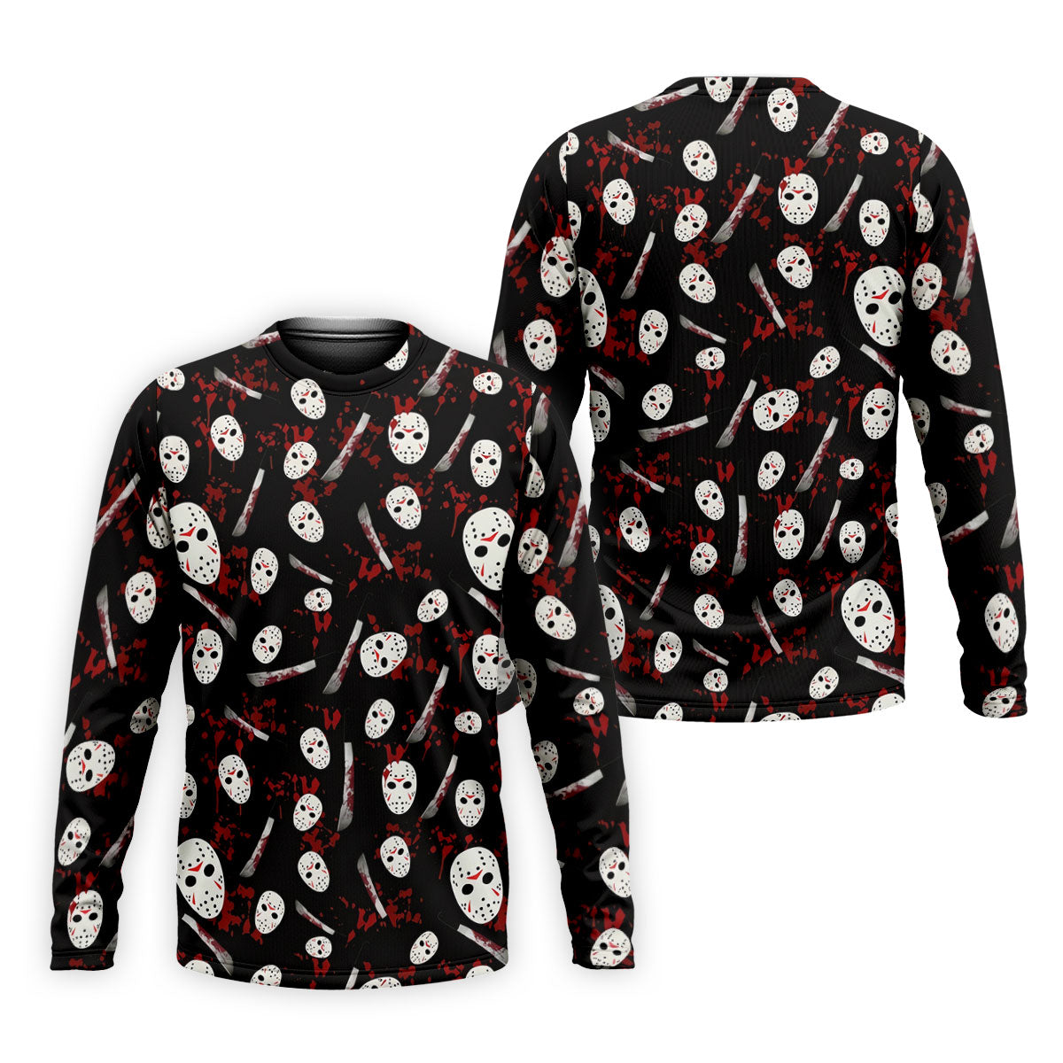 Hockey Mask Blood Pattern Halloween Golf Polo Shirt, Mens Golf Shirts, Printed Golf Shirts