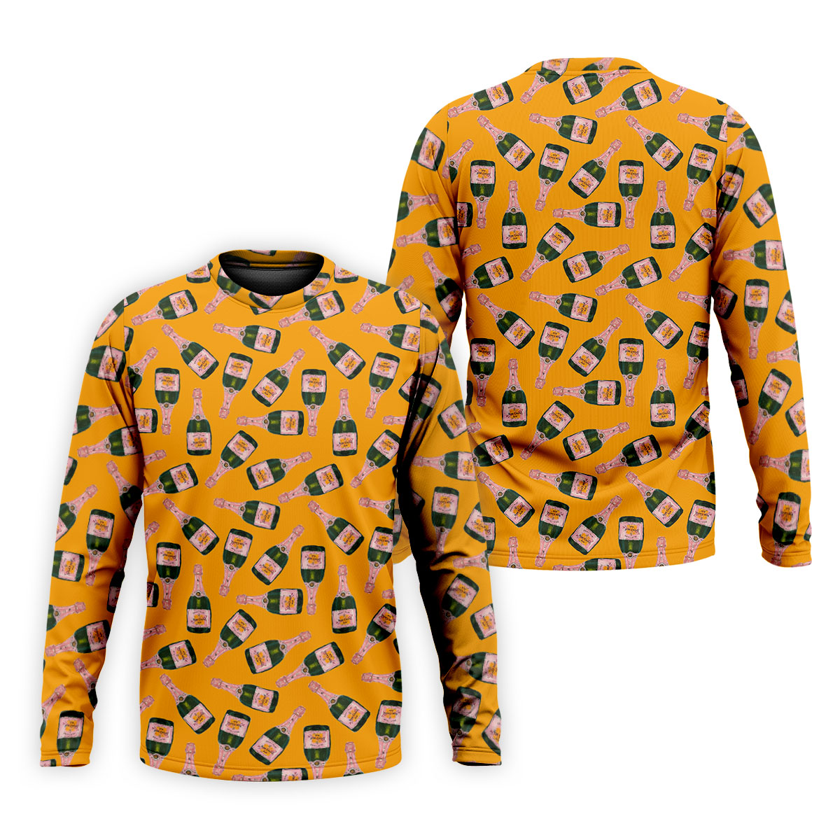 Rosé Champagne Seamless Pattern Yellow Golf Shirt, Polo Shirts For Men, Golf Shirts For Men