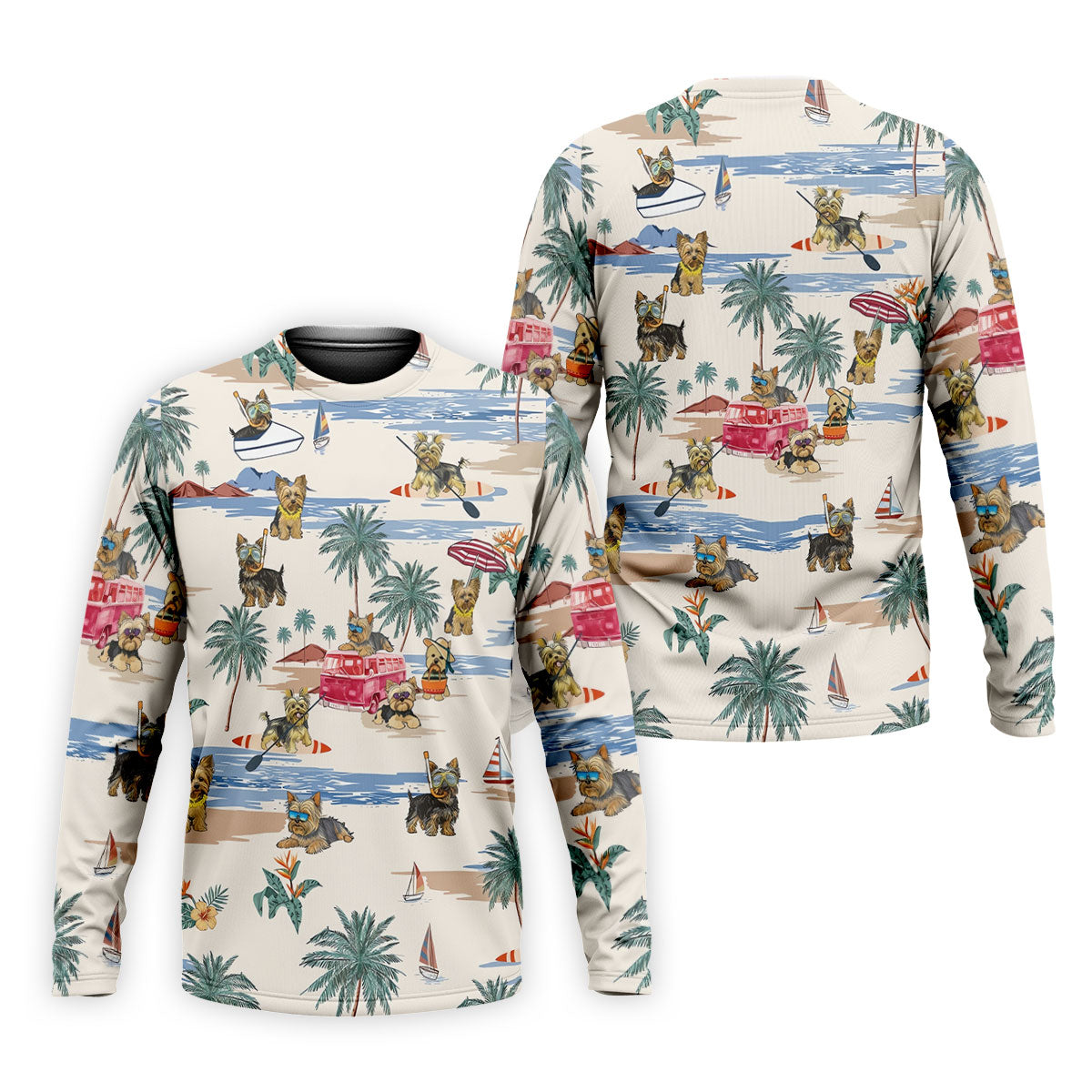 Cute Yorkshire Terrier Beach Vacation Golf Polo Shirt, Hawaiian Golf Shirt, Golf Shirts For Men