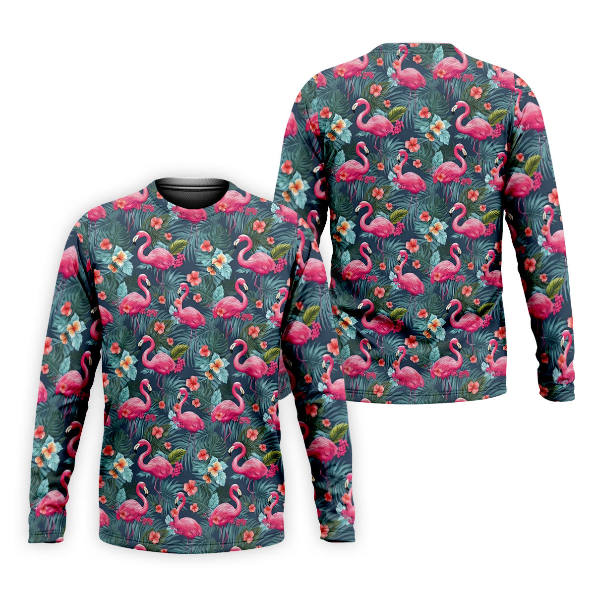 Pink Flamingo Tropical Floral Golf Polo Shirt, Hawaiian Golf Shirt, Golf Shirts For Men