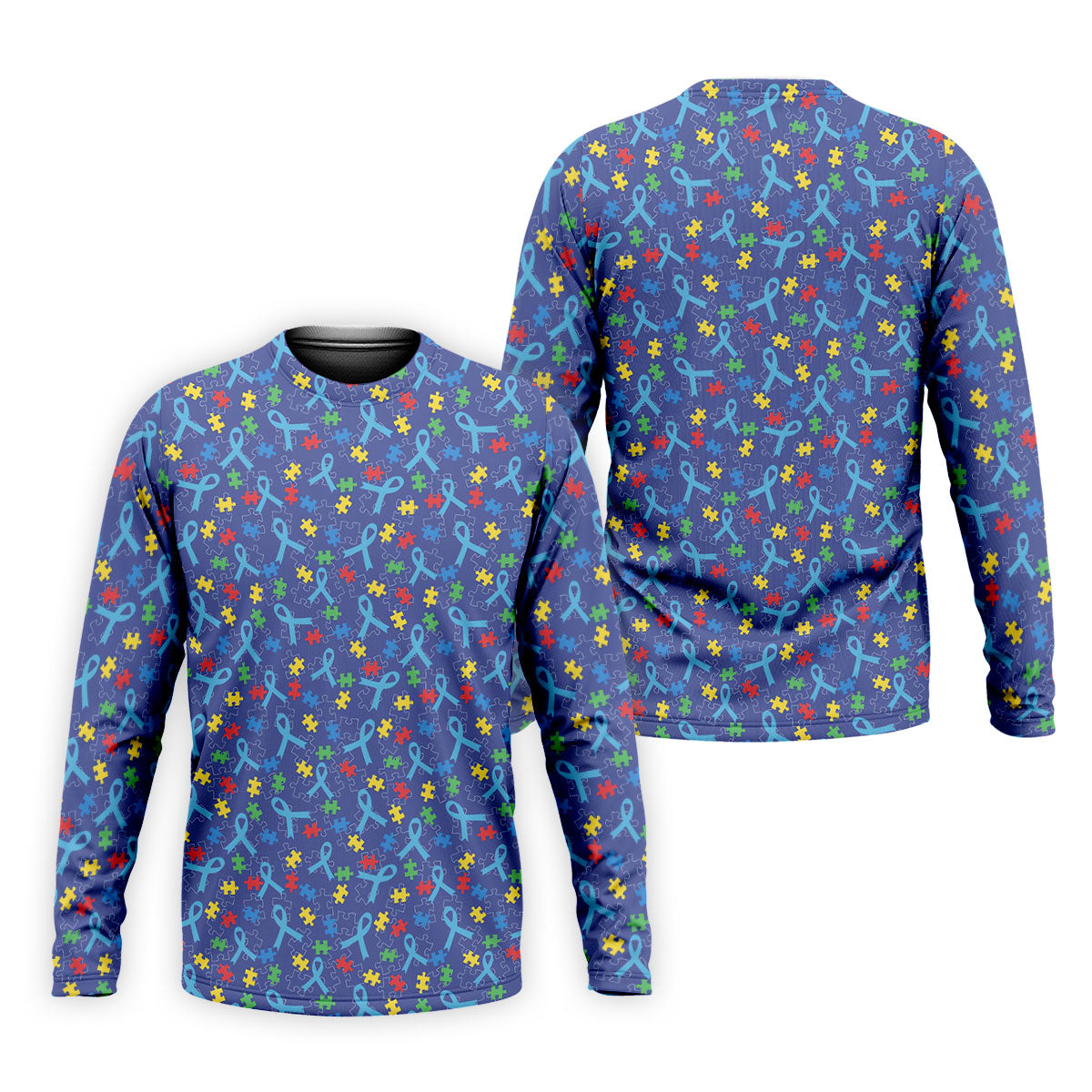 Autism Puzzle Ribbon Pattern Golf Tops For Men, Autism Awareness Color Polo Shirts For Men, Golf Shirts For Men