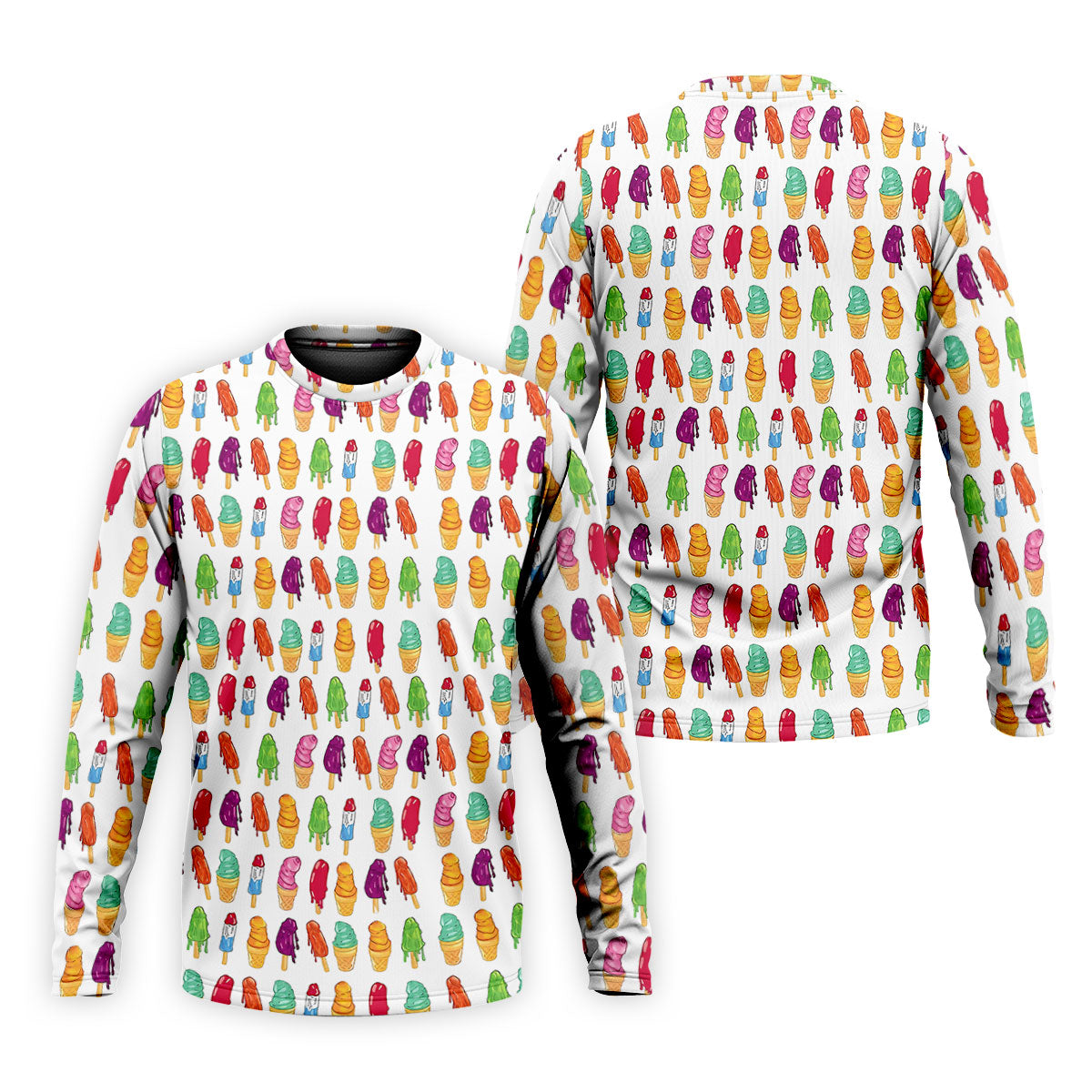 Colorful Ice Cream Pattern Golf Polo Shirt, Men's Golf Shirt, Golf Apparel For Men