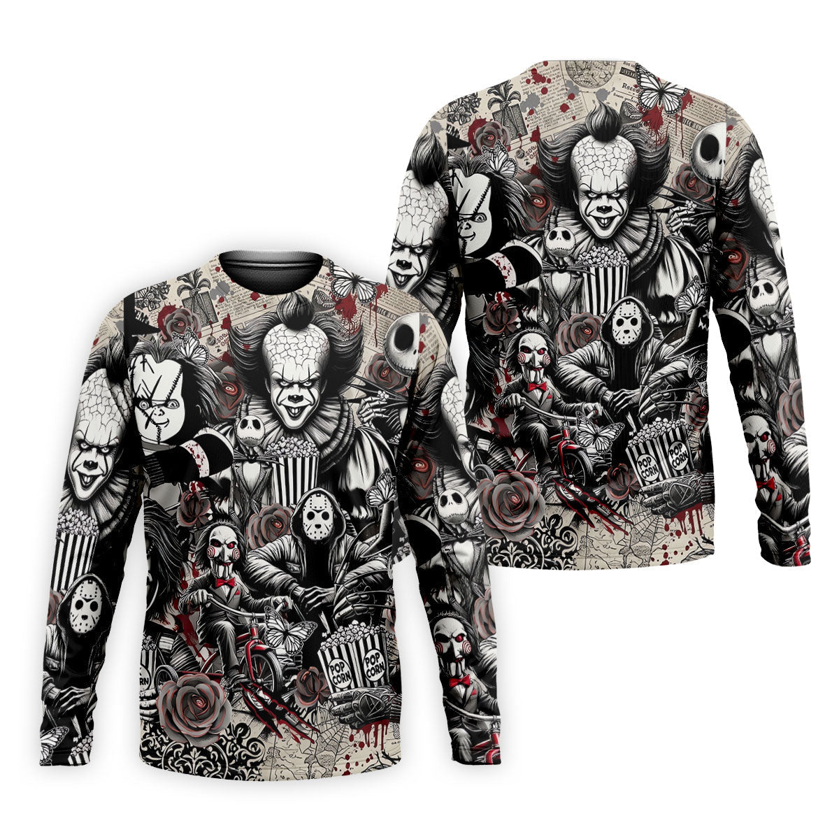 Horror Character Movie Collage Golf Polo Shirt, Men's Golf Polo, Hawaiian Golf Shirt