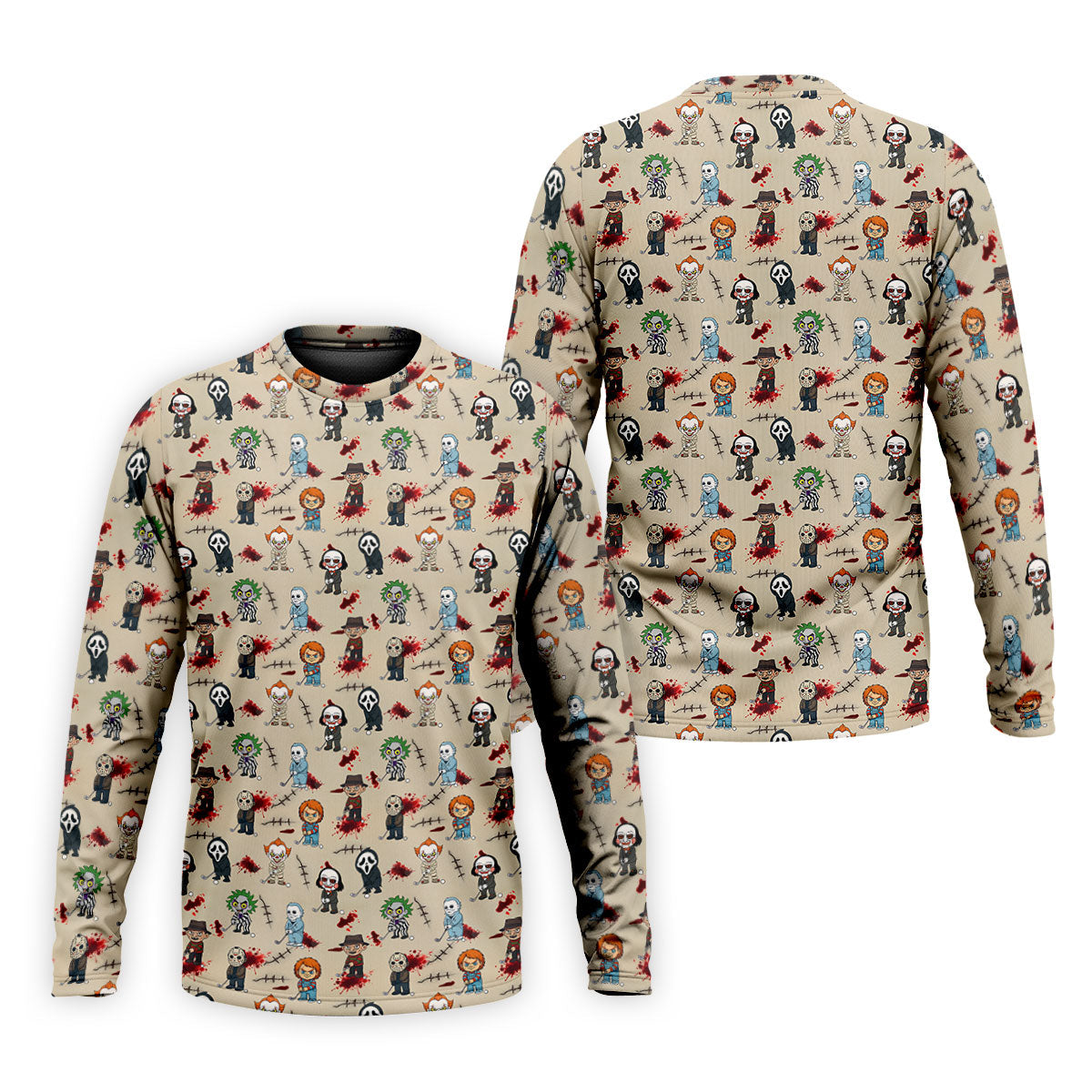 Cute Horror Character Golf Pattern Polo Shirt, Mens Golf Shirts, Hawaiian Golf Shirt