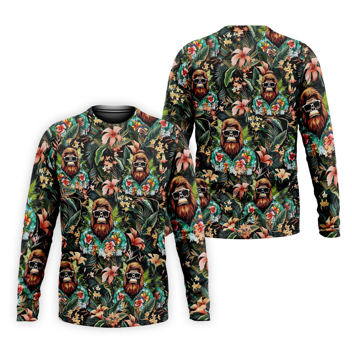 Bigfoot Hawaiian Tropical Golf Shirt, Funny Sasquatch Golf Shirts For Men
