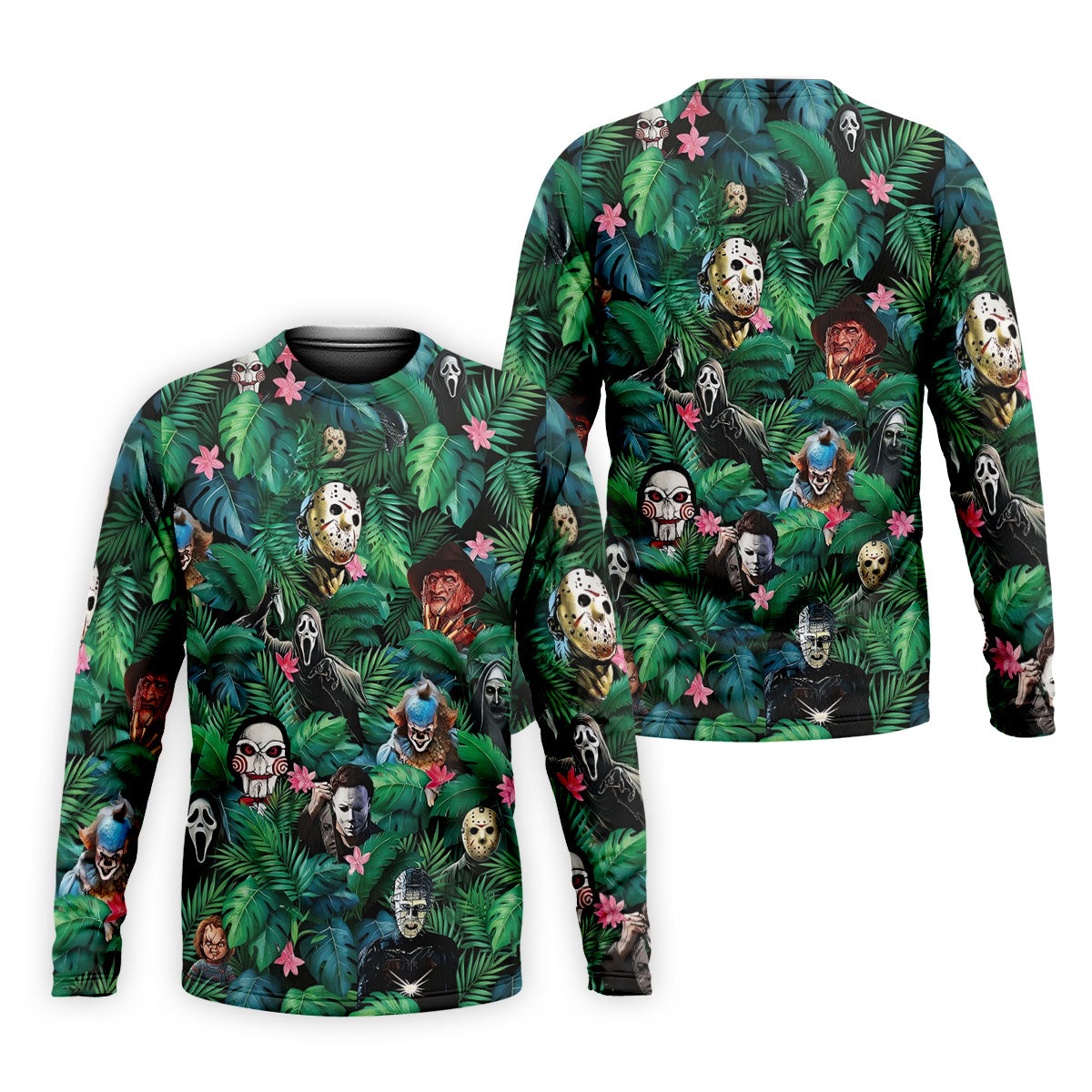 Tropical Horror Character Pattern Golf Polo Shirt, Mens Golf Shirts, Hawaiian Golf Shirt
