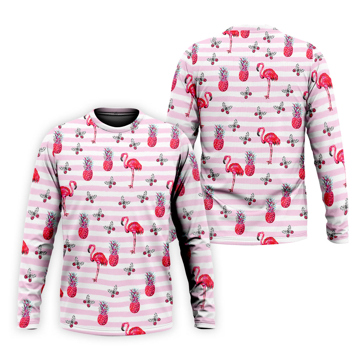 Pink Flamingo Pineapple Hawaiian Golf Polo Shirt, Polo Shirts For Men, Printed Golf Shirts