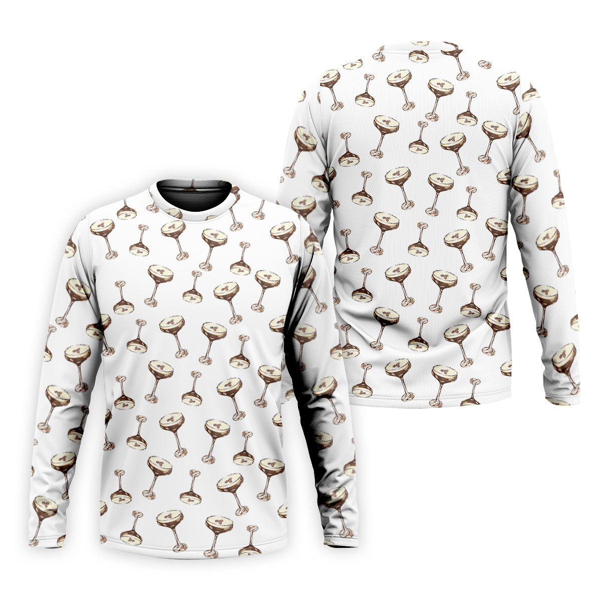 Expresso Martini Doodle Seamless Pattern Hawaiian Golf Shirt, Polo Shirts For Men