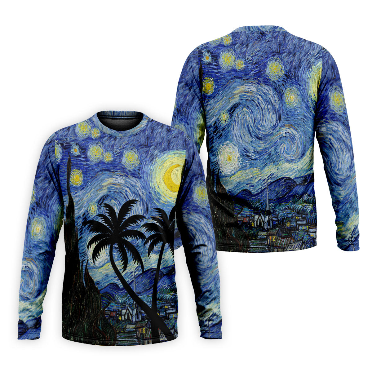 Van Gogh Starry Night Tropical Palm Tree Golf Shirt, Mens Golf Polo, Printed Golf Shirts