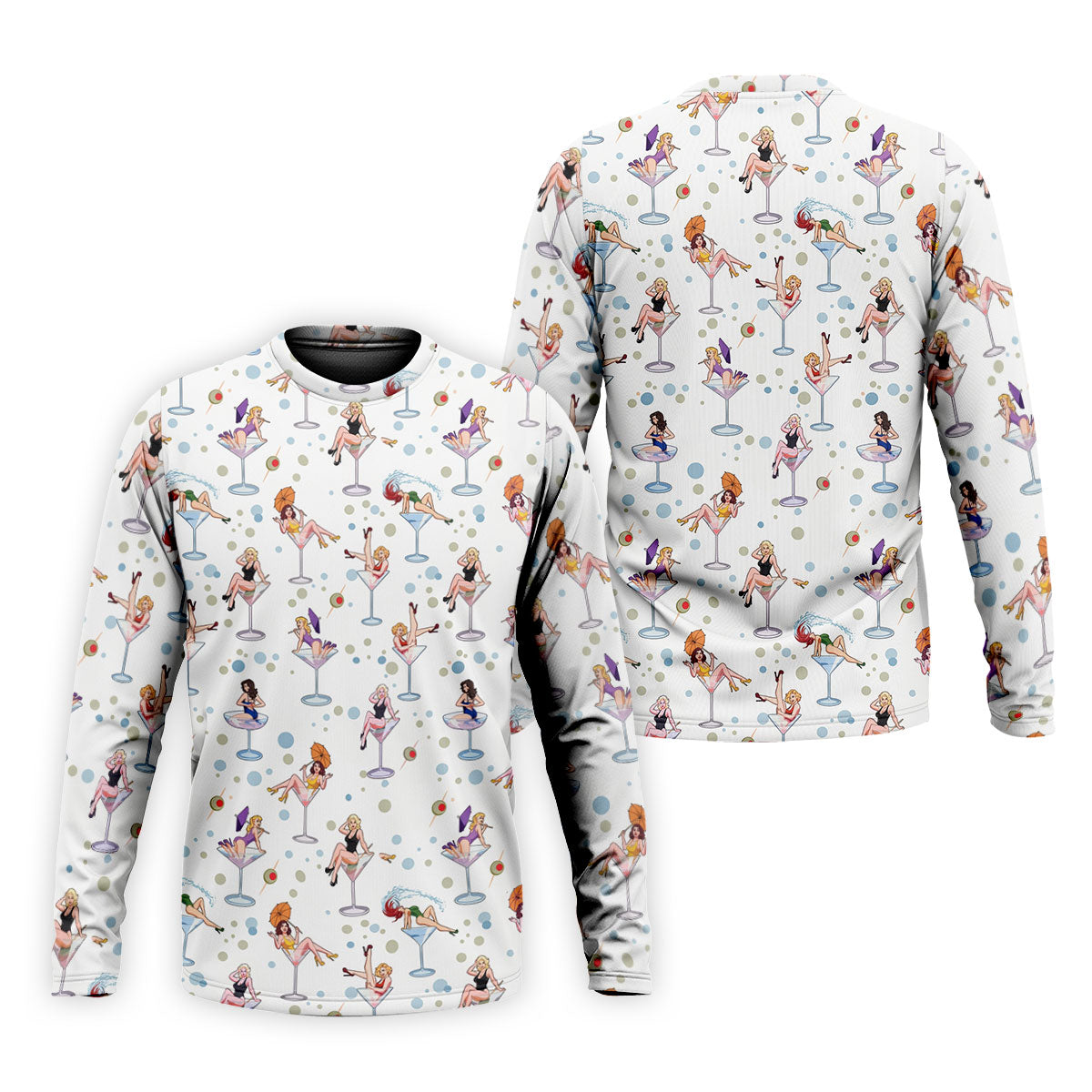Retro Pin Up Martini Cocktail Hawaiian Golf Shirt, Golf Shirts For Men, Hawaiian Golf Shirt