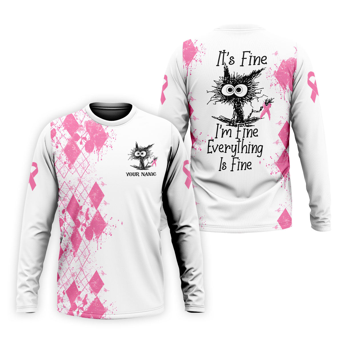 Custom Im Fine Everything Is Fine Breast Cancer Polo Shirt, Mens Golf Shirts, Mens Polo Shirts