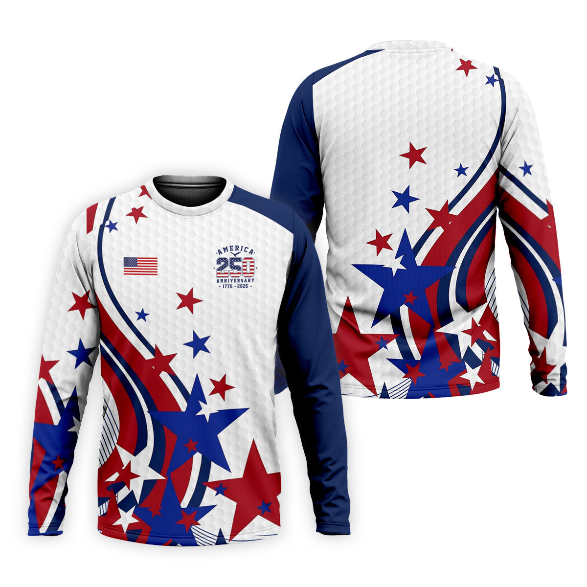 Red White Blue Stars And Stripes Patriotic 4th Of July Golf Shirt, 250 Years Golf Shirts For Men