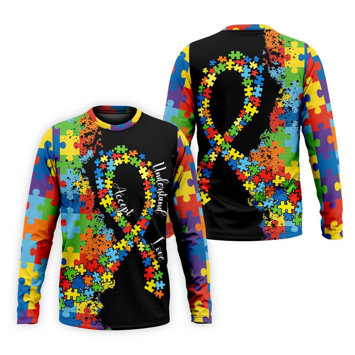 Accept Love Understand Autism Awareness Colors Autism Ribbon Golf Tops For Men, Golf Shirts For Men