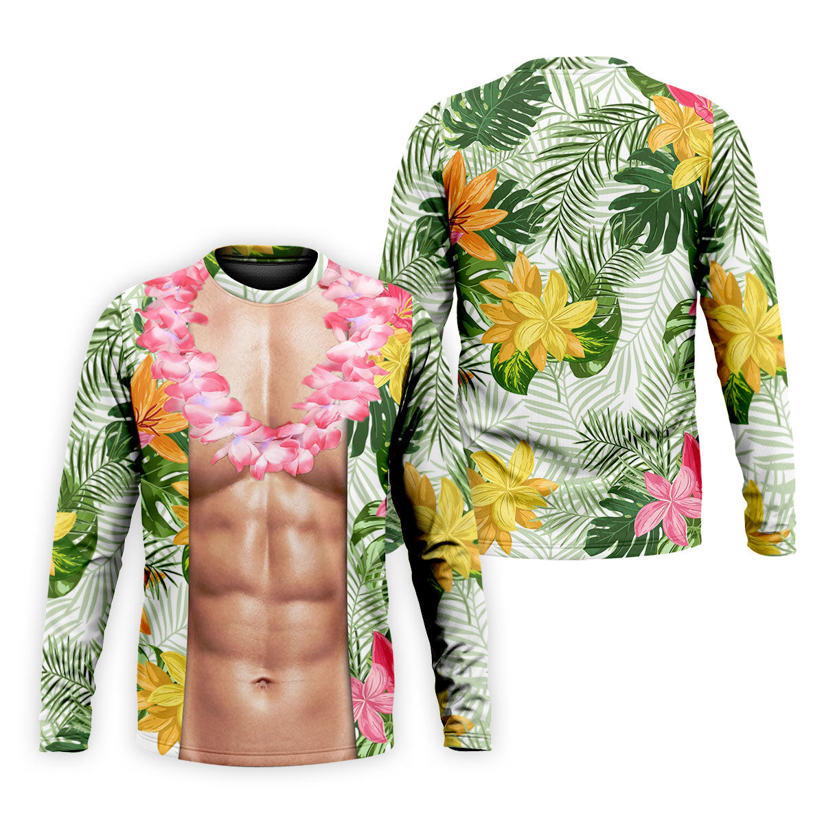 Light Skin Tropical Muscle Chest Hawaiian Golf Polo Shirt, Hawaiian Golf Shirt, Men's Golf Shirt