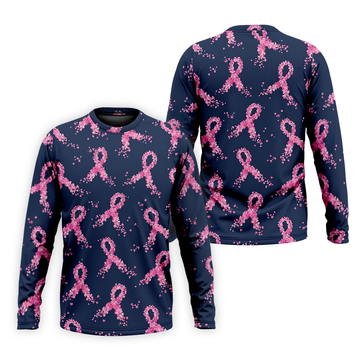 Pink Floral Ribbon Breast Cancer Awareness Polo Shirt, Men's Golf Shirt, Golf Apparel For Men
