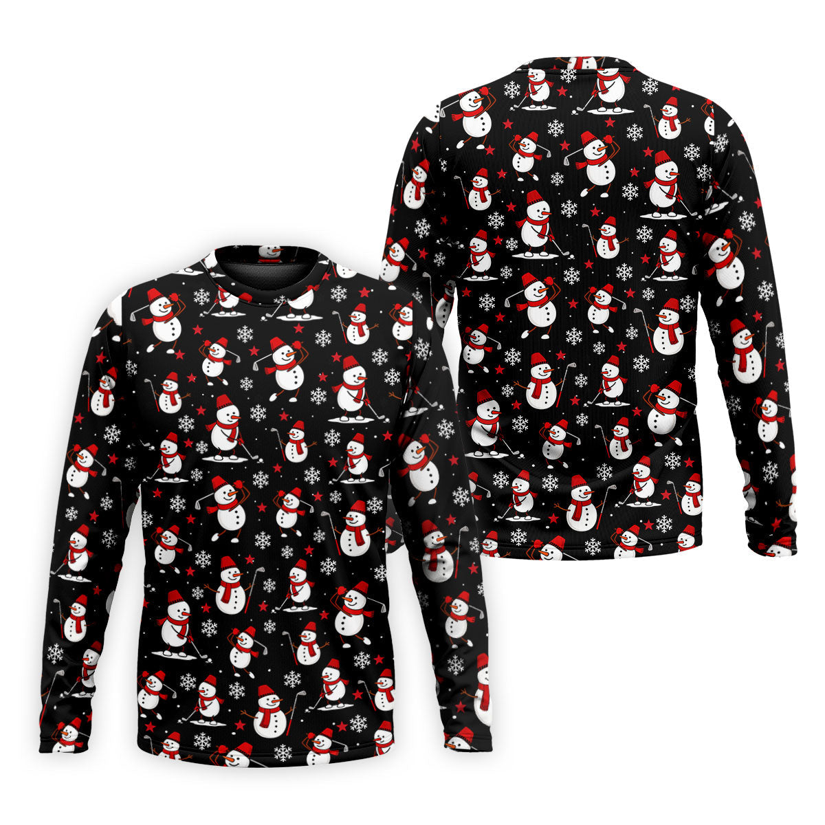 Cute Snowman Golf Pose Black Golf Shirt, Christmas Golf Shirt, Golf Shirts For Men, Golf Gift For Men
