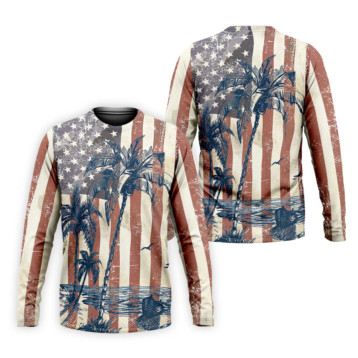 Hawaiian Theme Distressed US Flag Patriotic Golf Shirt, 250 Years 4th Of July Golf Shirts For Men