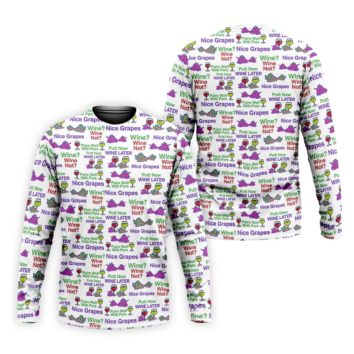 Wine Lover Golf Shirt, Grape Humor Print, Golf Shirts For Men