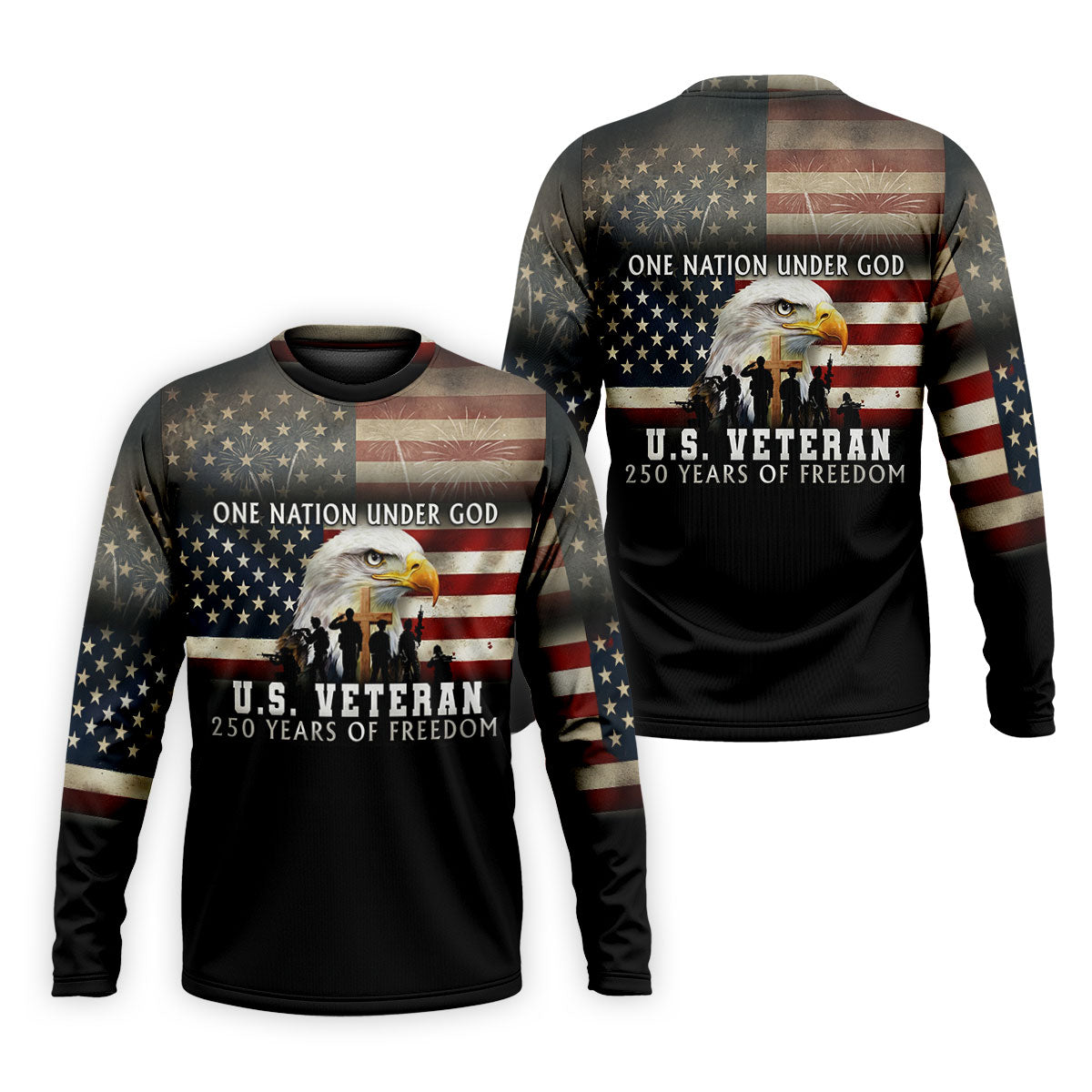 One Nation Under God US Veteran 250 Years Of Freedom Patriotic Golf Shirt, Golf Shirts For Men