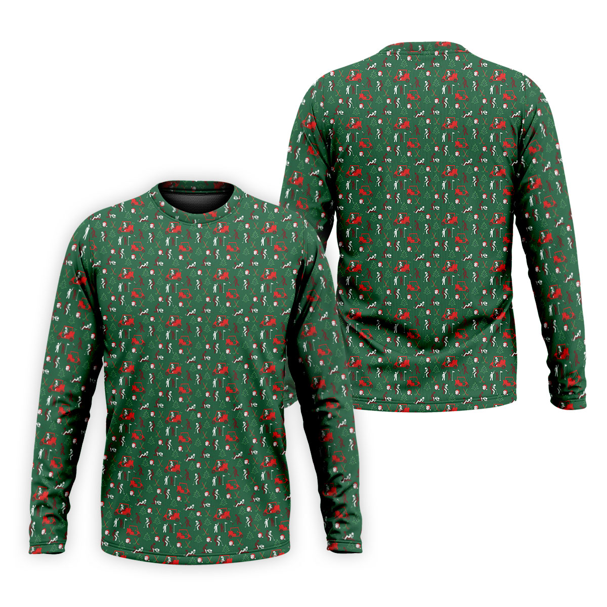Christmas Golf Cart and Golfer Polo Shirt, Golf Polo Shirts For Men, Mens Golf Shirts