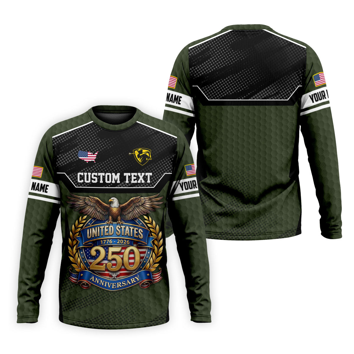 US 250 Anniversary Patriotic 4th Of July Green Golf Shirt, Polo Shirts For Men, Golf Shirts For Men