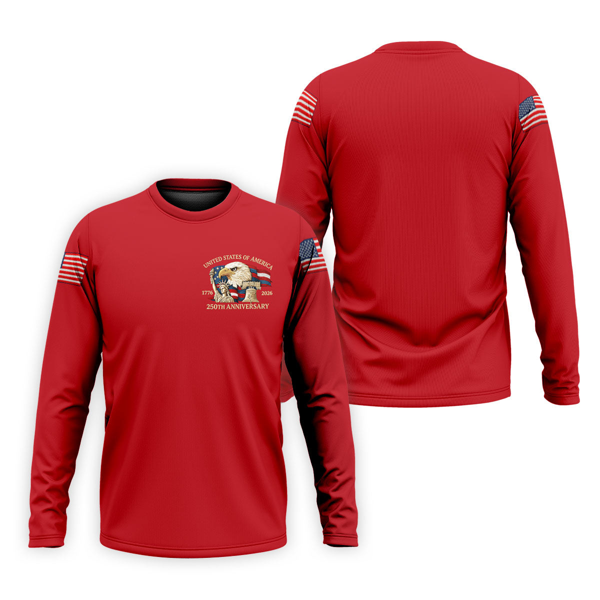 Bald Eagle American Flag 250 Years Red Golf Shirt, Patriotic 4th Of July Golf Shirts For Men