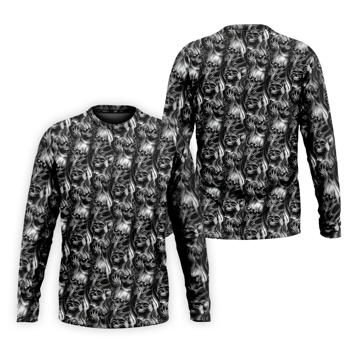 Dark Grim Reaper Skull Pattern Golf Polo Shirt, Mens Golf Polo, Golf Apparel For Men