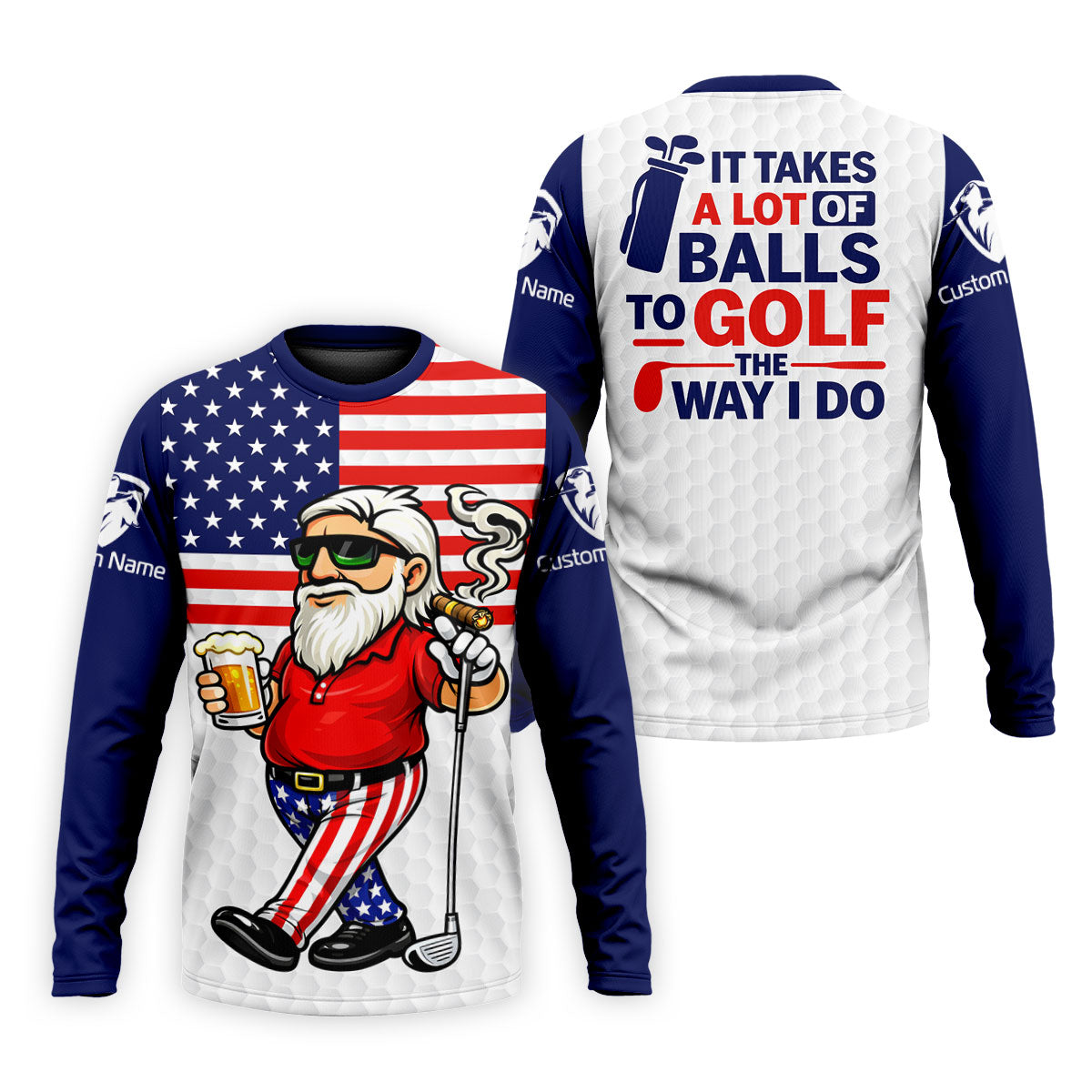 It Takes A Lot Of Ball To Golf The Way I Do Patriotic Man 4th Of July Golf Shirt, 250 Years Polo Shirts For Men