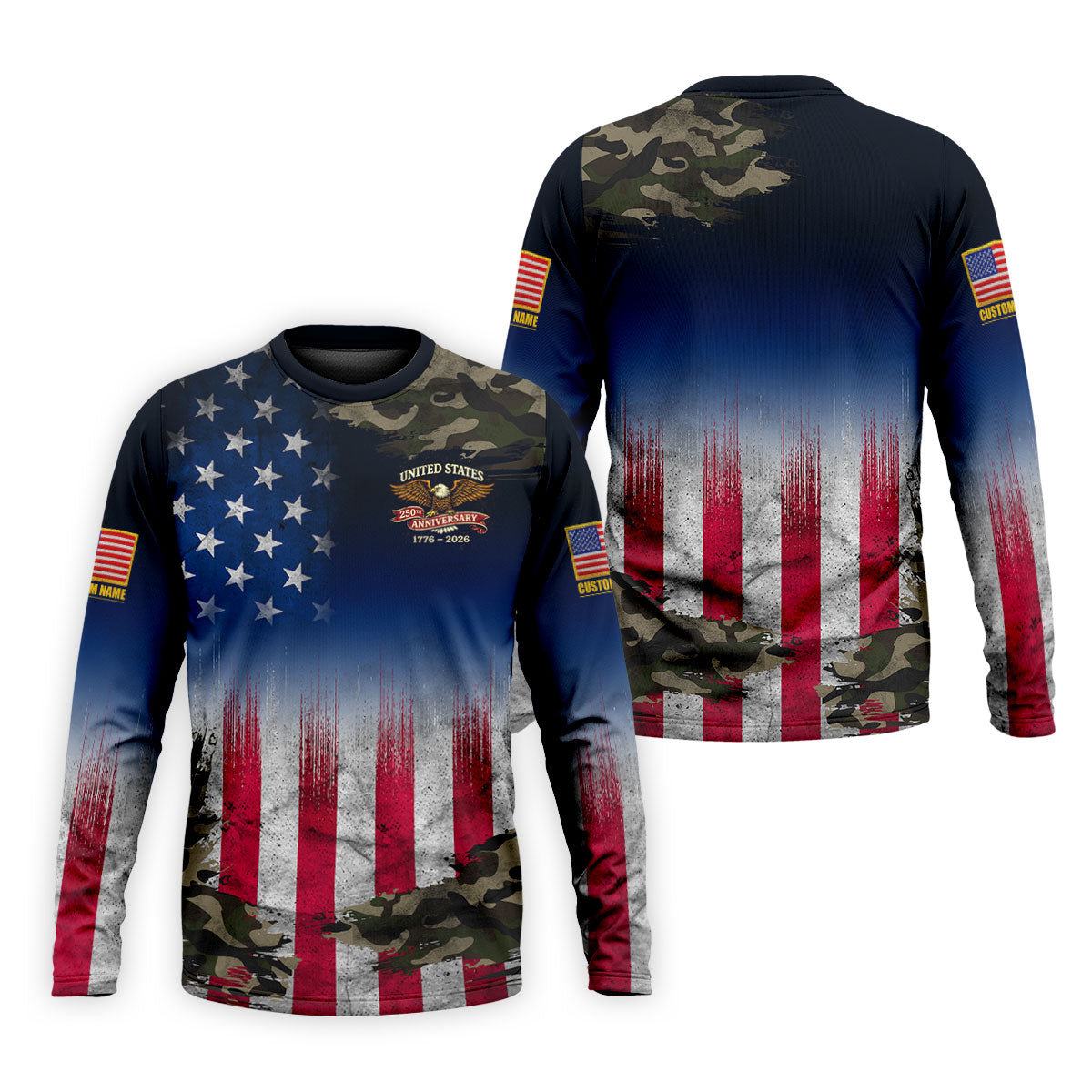 United States 250th Anniversary Camo Patriotic 4th Of July Golf Shirt, Distressed Flag Golf Shirts For Men