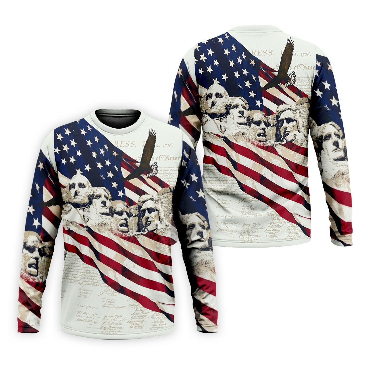 Mount Rushmore American Flag Pattern 4th Of July Patriotic Golf Shirt, 250th Anniversary Golf Shirts For Men