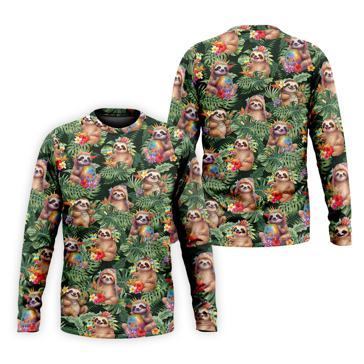 Funny Sloth Hawaiian Summer Golf Tops For Men, Hawaiian Golf Shirts, Polo Shirts For Men