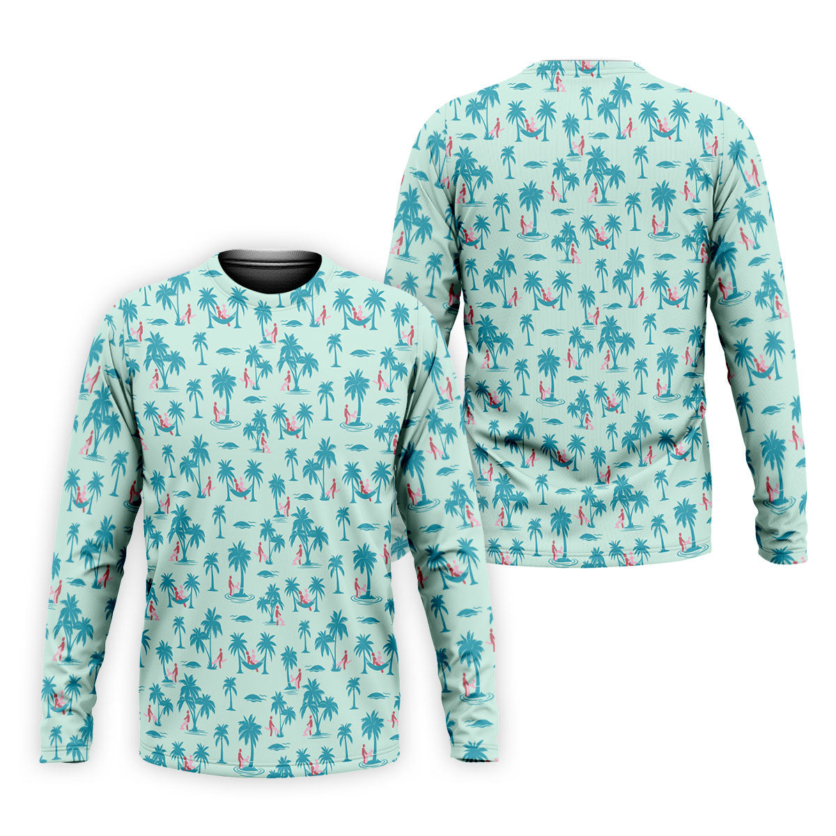 Funny Tropical Couple Beach Pattern Men's Golf Shirt, Hawaiian Golf Shirt, Golf Apparel For Men