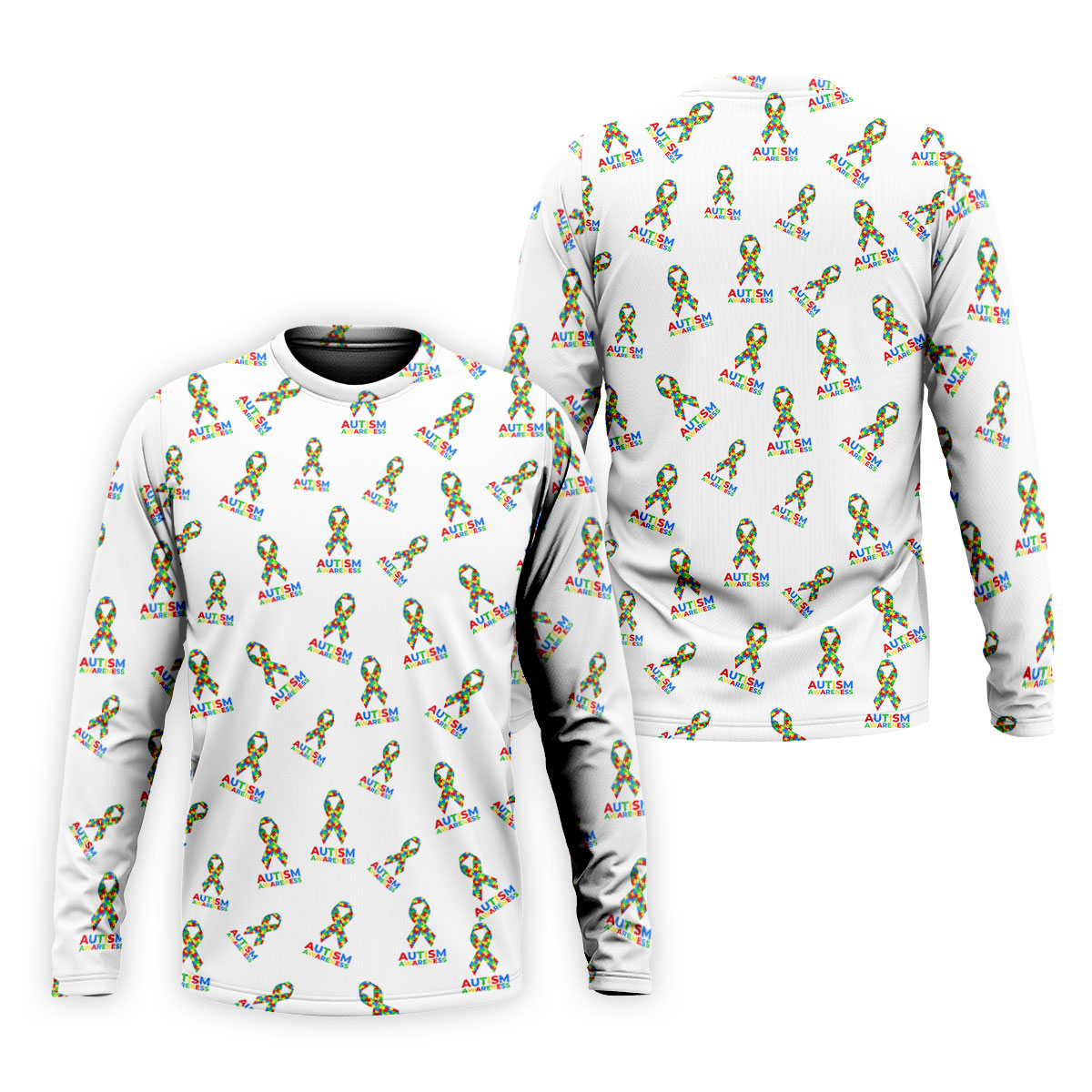 Autism Awareness Colors Autism Ribbon White Golf Shirt, Golf Tops For Men, Golf Shirts For Men