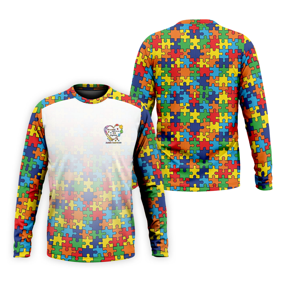 In A World Where You Can Be Anything Be Kind Autism Awareness Puzzle Pattern White Fade Golf Shirts For Men