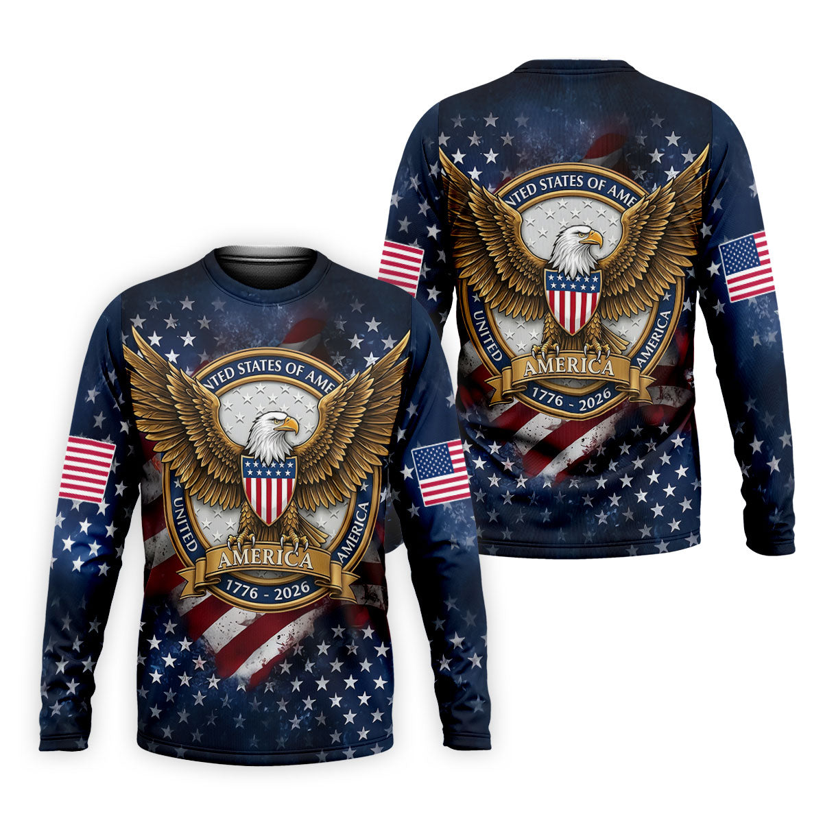 250th Anniversary USA Bald Eagle Distressed Golf Shirt, Patriotic 4th Of July Golf Shirts For Men