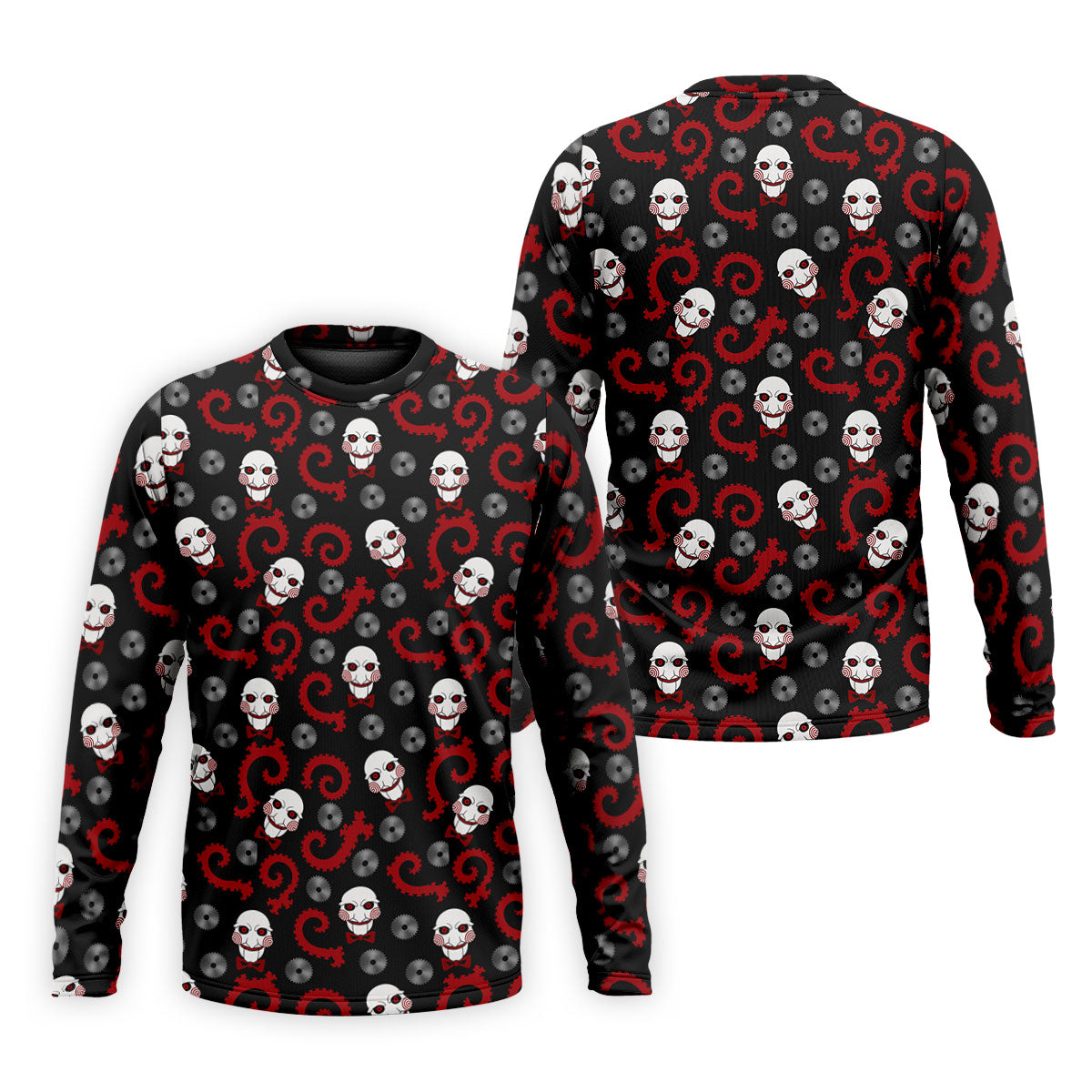 Creepy Puppet Spiral Halloween Golf Polo Shirt, Horror Character Shirt, Mens Golf Polo
