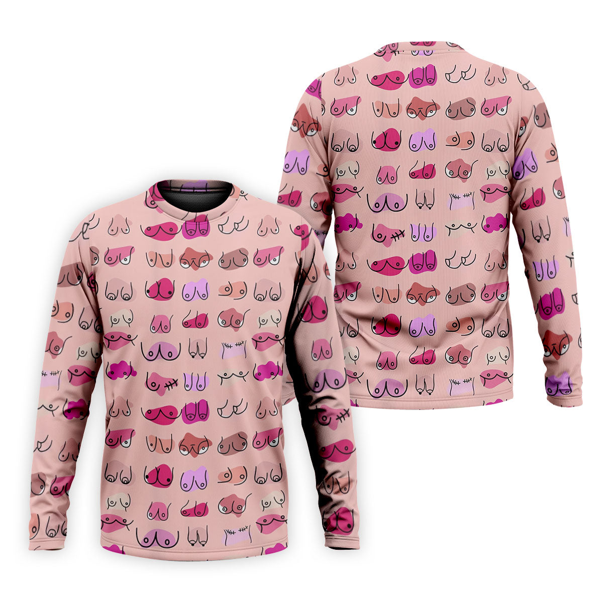 Pink Funny Boob Pattern Golf Polo Shirt, Men's Golf Shirts, Printed Golf Shirts