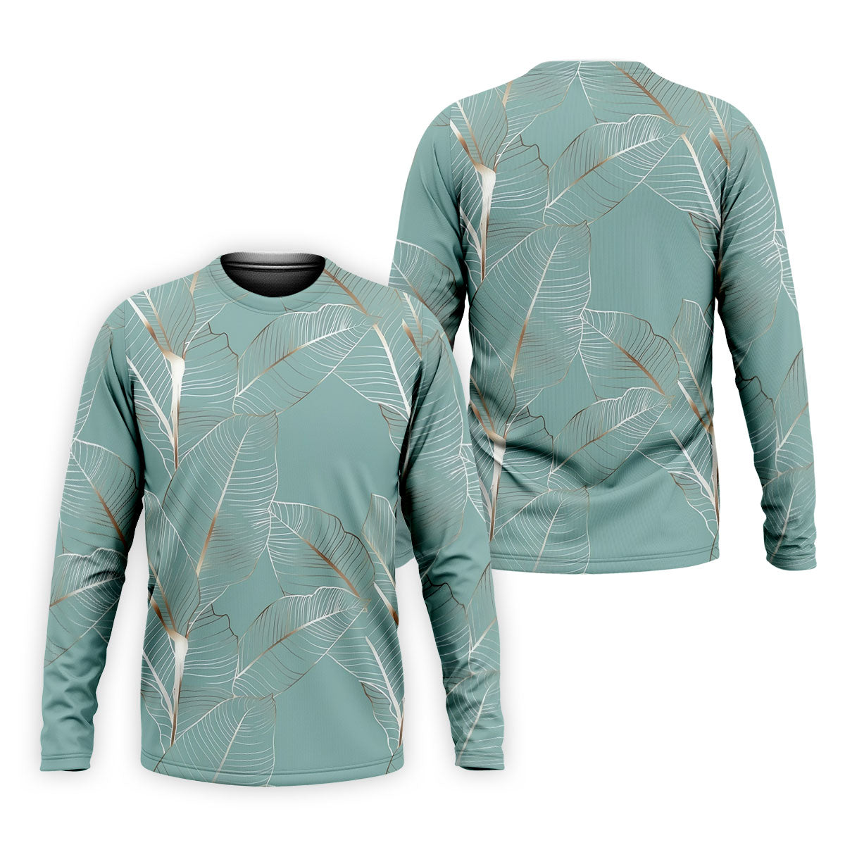 Tropical Leaves Blue Grey Golf Shirt, Summer Hawaiian Golf Shirt, Golf Shirts For Men